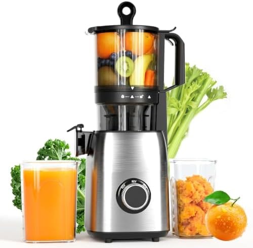 COWSAR Cold Press Juicer Machines, Orange Juicer with 5.4" Extra-Large Feed Chute, 60RPM Slow Masticating Fruit Juicer, 300W Electric Juicer for Citrus, Pomegranate & Vegetables