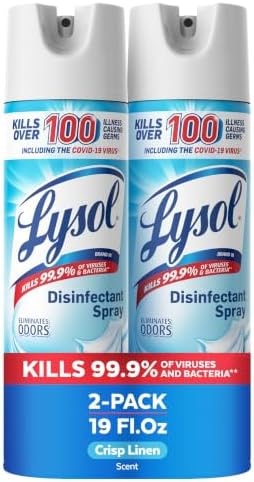 Lysol Disinfectant Spray, Sanitizer, Crisp Linen, 19 oz, 2 Pack
