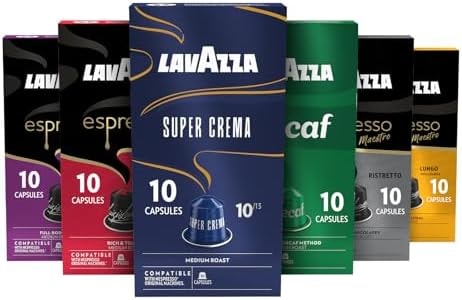 Lavazza Espresso Favorites Collection of Aluminum Capsules Compatible with Nespresso* Original Machines, Contains Light, Medium, and Dark Espresso Roast (60 Capsules)