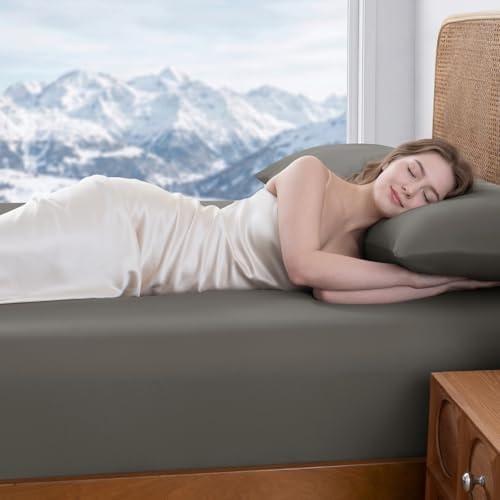 PHF Cooling Fitted Sheet Set Queen Size, Q-Max>0.4, Charcoal Grey