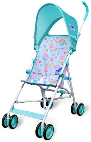 Peppa Pig Umbrella Stroller for Toddlers, Lightweight Foldable Travel Stroller with 3-Point Harness, Locking Wheels, Adjustable Canopy, Compact & Portable