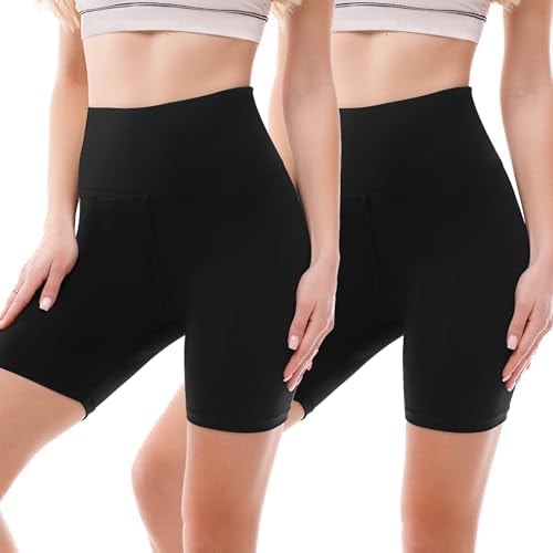 SINOPHANT 2 Pack Biker Shorts for Women High Waisted Black S-M