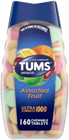 TUMS Smoothies Antacid Tablets, Heartburn Relief, Assorted Fruit, 160 Count