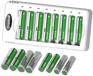 Granicell AA AAA Rechargeable Batteries with Charger, 16 Pack 8AA&8AAA