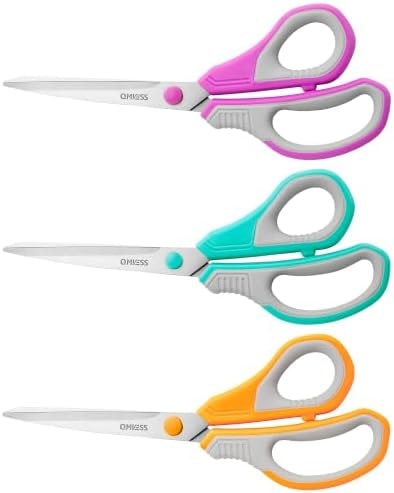 QMVESS 8.5" Scissors All Purpose 3 Pack Heavy Duty for Office School Fabric