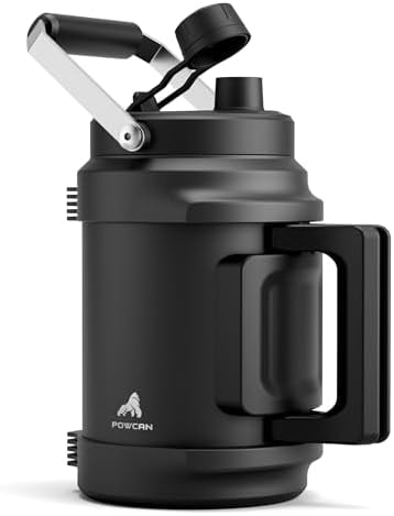 64 oz Insulated Water Bottle for Gym: 2-in-1 Straw Spout Lid, Dual Handle, Leakproof, Keep Cold 48H, Half Gallon Stainless Steel Water Jug for Travel, Hiking, Cycling, Park, Workout, Picnic (Midnight)