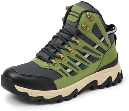Amazon Essentials Men's Waterproof Hiking Boot with Memory Foam Insole, Dark Grey/Olive, 11