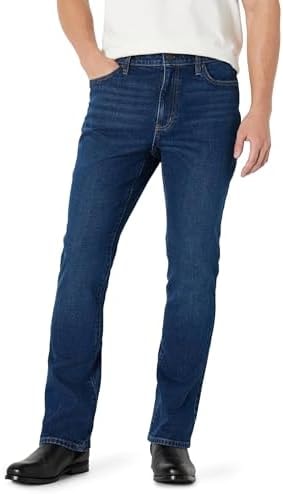 Amazon Essentials Men's Low Stretch Slim-Fit Bootcut Jeans, Dark Shadow Wash, 42W x 30L