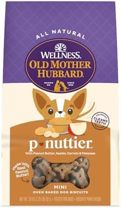 Old Mother Hubbard Wellness P-Nuttier Dog Biscuits, Natural, Training Treats, Peanut Butter Flavor, Mini Size, (20 Ounce Bag)