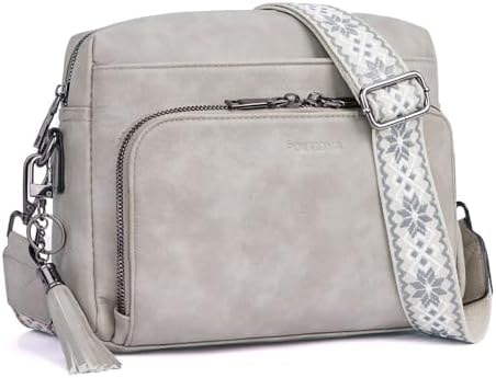 POIUGOYA Leather Crossbody Bag for Women Travel Purse Built-In RFID Wallet