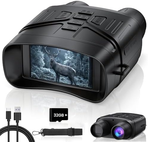 TELUHA Night Vision Goggles for Adults, 4K Night Vision Binoculars with 5000mAh Rechargeable Battery and 32GB TF Card for Hunting, Wildlife Observation and Security