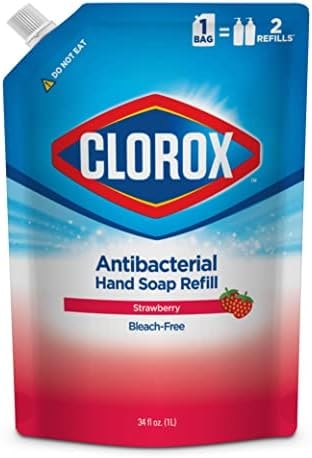 Clorox Antibacterial Liquid Hand Soap Refill, Strawberry Scent - Scented Antibacterial Hand Wash for Bathroom or Kitchen That Washes Away Dirt and Keeps Hands Soft, 34 Fl Oz