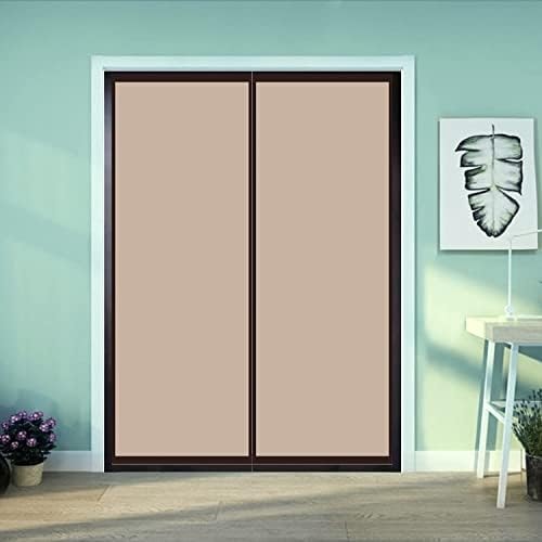Magnetic Insulated Curtain, Thermal Cover Screen Auto Closer Privacy Screen for Air Conditioner Room, Patio, Bedroom - Hands Free, Fit Doors Size Up to 72" x 80" - Coffee