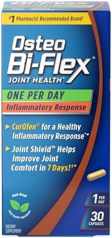 Osteo Bi-Flex One Per Day Inflammatory Response CurQfen Plant-Based Supplement, Improve Joint Function, Strength, Flexibility, Mobility 30 Capsules