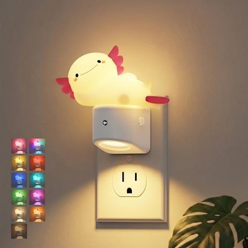 JandCase Night Light for Kids,3D Funny Axolotl Night Lights Plug into wall