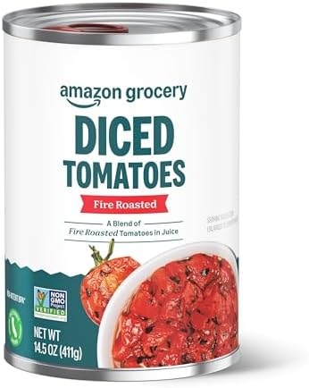 Amazon Grocery, Canned Fire Roasted Diced Tomatoes, 14.5 Oz