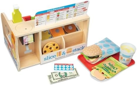 Melissa & Doug Slice & Stack Wooden Sandwich Counter Play Set