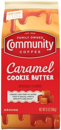 Community Coffee Caramel Cookie Butter Flavored 12 Ounces, Medium Roast Ground Coffee, 12 Ounce Bag (Pack of 1)