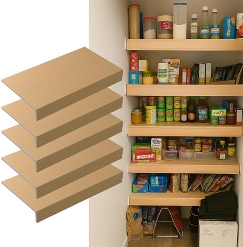 Gideio 5 Pack 30x16in Wire Shelf Cover for Pantry, Closet, Kitchen – Waterproof PVC Wood-Look Wire Rack Covers for Shelves, Multiple No-Tool Installation