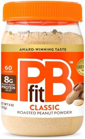 PBfit 8 Ounce Classic Peanut Butter Powder, Powdered Peanut Butter Spread From Real Roasted Peanuts, 8g of Protein 8% DV, Gluten-Free, 60 calories, 87% less fat (Pack of 1)