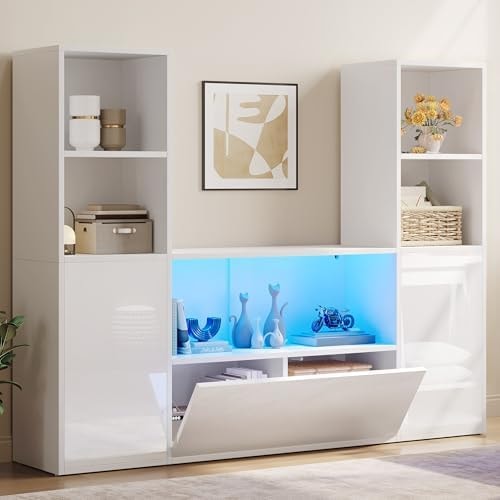 YITAHOME Castle Bookcase with Storage & Adjustable LED Lights