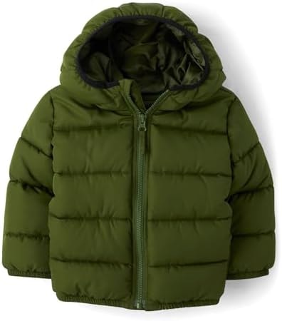 The Children's Place,Baby Boys,And Toddler Medium Weight Puffer Jacket, Wind-Resistant, Water-Resistant,Dark Ivy,12 Months,18 Months