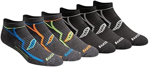 Saucony Men's Multi-Pack Bolt Performance Comfort Fit No-Show Socks, Grey (6 Pairs), Shoe Size: 8-12