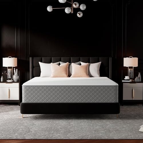 PurrJoys King Mattress, 12 Inch Hybrid King Size Mattress with Memory Foam and Pocket Springs, CertiPUR-US Certified, Medium Firm
