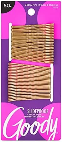 Goody SlideProof Bobby Pins - 50 Ct, Metallic Blonde, High Gloss Bobby Hair Pins for Styling, Lock In Style, Comfortable, Pain-Free Hair Accessories for Women & Men, All Hair Types