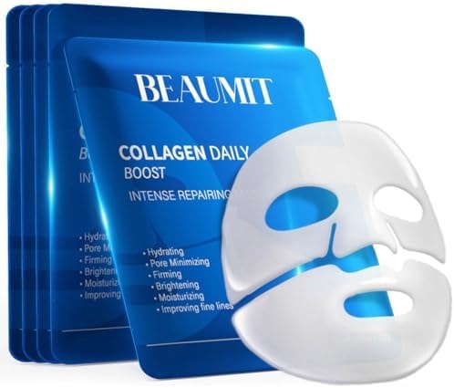 Okela 7 Pack Collagen Hydrogel Overnight Face Mask, Deep Hydrating Moisturizing Mask for Smoother, Firmer Skin, Revitalizing Skin Care Gift for Women