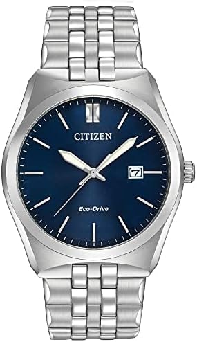 Citizen Men's Classic Corso Eco-Drive Watch, 3-Hand Date, Luminous Hands, Stainless/ Blue Dial