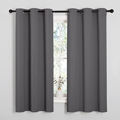NICETOWN Grey Blackout Curtains for Bedroom 42" Wide x 63" Long 2 Panels