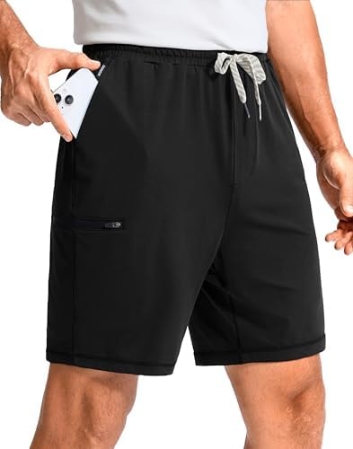 G Gradual Men's Sweat Casual Shorts Soft Moisture Wicking Athletic Gym Shorts with 3 Pockets for Lounge Workout Running Black