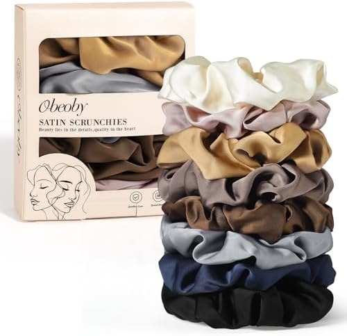 Satin Hair Scrunchies for Women, 8 Pack Satin Hair Ties for Thin Hair