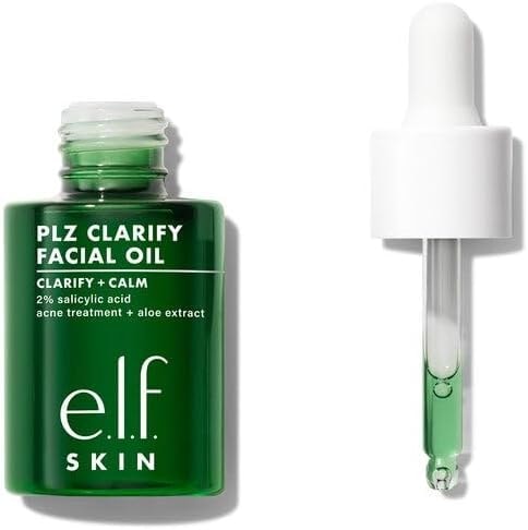 e.l.f. SKIN PLZ Clarify Facial Oil, Face Oil For Treating & Preventing Acne, Helps Calm Redness, Made with Salicylic Acid, Vegan & Cruelty-Free, 1 oz