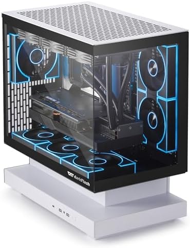 darkFlash FLOATRON F1(2025) Micro-ATX PC Case, 270° Panoramic Floating Gaming Case, Back Connect Support, 3X ARGB PWM Fans, High Airflow, Type-C, Supports 360mm AIO (W/o RGB Fans)