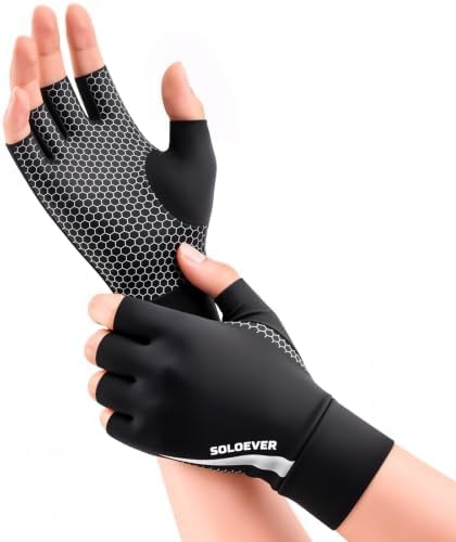 Copper Compression Gloves, Fingerless Arthritis Gloves for Men & Women, XS