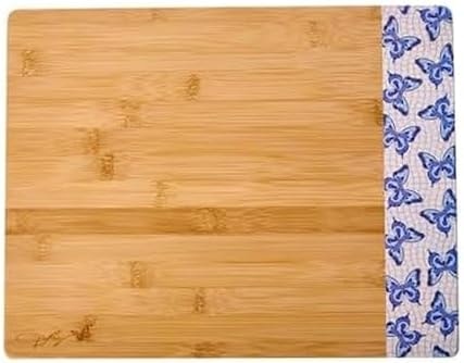 Dolly Parton Bamboo Reversible Cutting Board, Blue Butterfly Print, Gentle on Knives, Great for Chopping and Serving, 11 x 14 Inch