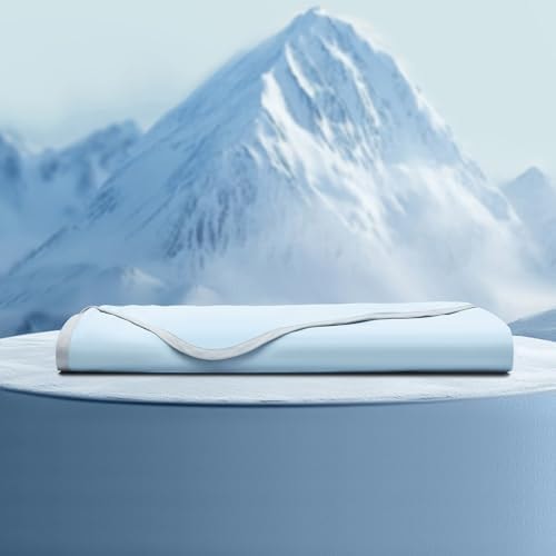 PHF Double Cooling Throw Blanket for Hot Sleepers, Arc-Chill Q-Max>0.5 with Double Cooling, Lightweight Summer Blanket Absorbs Heat to Keep Cool All Night for Night Sweats (Ice Blue, 50''x60'')