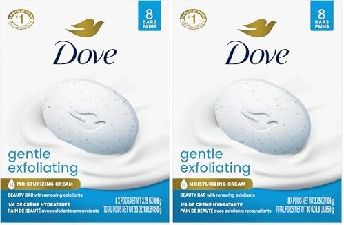 Dove Beauty Bar Soap Gentle Exfoliating,for Soft,Smooth Skin,Gently Renews Skin 3.75 oz,(Pack of 16)