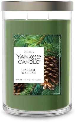Yankee Candle Large Tumbler Scented Candle with up to 80 Hour Burn Time, Premium Plant Wax Blend for Consistent Burn, 20 oz Tumbler Candle with Room Filling Fragrance, Balsam & Cedar