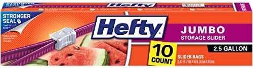 Hefty Slider Jumbo Storage Bags, 2.5 Gallon Size, 10 Count (Pack of 9)
