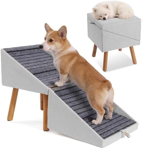 2-in-1 Dog Steps & Ottoman,17.13" H Dog ramp for Couch