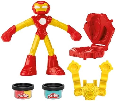 Play-Doh Marvel Iron Man Blast Launcher with Bendy Action Figure, Arts & Crafts Toys for Kids 4 Years & Up