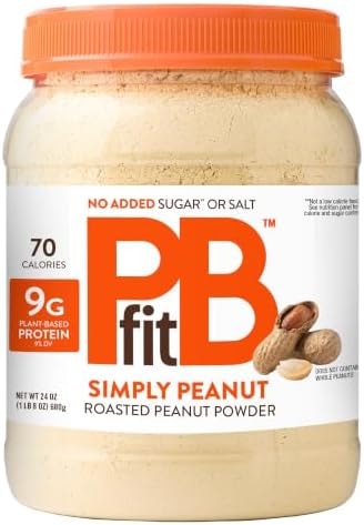 PBfit 24 Ounce Simply Peanut Powdered Peanut Powder, No Added Sugar or Salt, Non-GMO, Plant-Based, Gluten-Free Protein Powder, 9g of Protein 9% DV