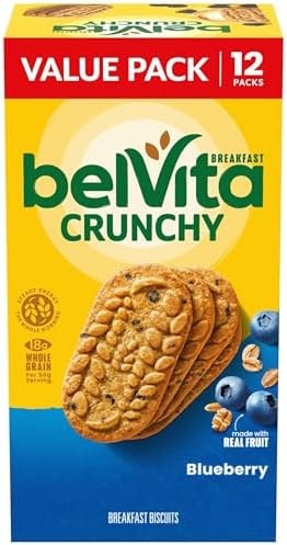 belVita Breakfast Bars Biscuits, Blueberry, Value Pack, 12 Packs (4 Biscuits Per Pack)