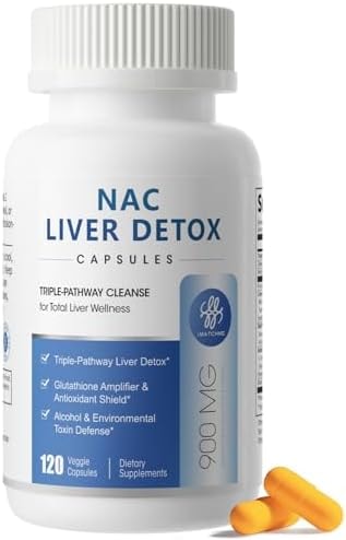 NAC Supplement 900mg, Liver Cleanse Detox & Repair, Liver Support,120 Count