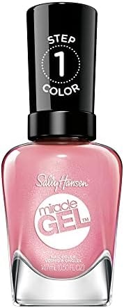 Sally Hansen Miracle Gel Salon Quality Nail Polish | Gel-Like Formula, Two-Step System, No UV Light Needed, Long Lasting | Opaque, Glossy | 250 Shell Yeah | Light Pink Nail Color