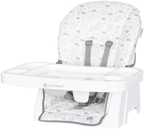Baby Trend Adapt SpaceSaving Booster High Chair, Elephant Meadow Coral