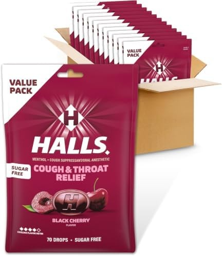 HALLS Cough & Throat Relief Black Cherry Sugar Free Cough Drops, 840 ct